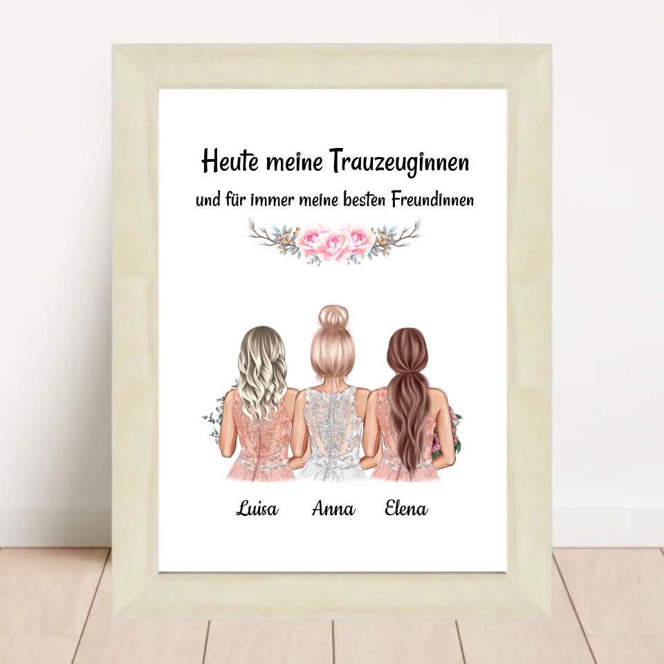 Danke Geschenk Bild für 2 Trauzeuginnen von Braut - Cantty