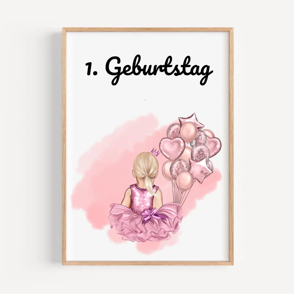 Personalisiertes 1. Geburtstag Bild für Mädchen - Einzigartiges Geschenk - Cantty