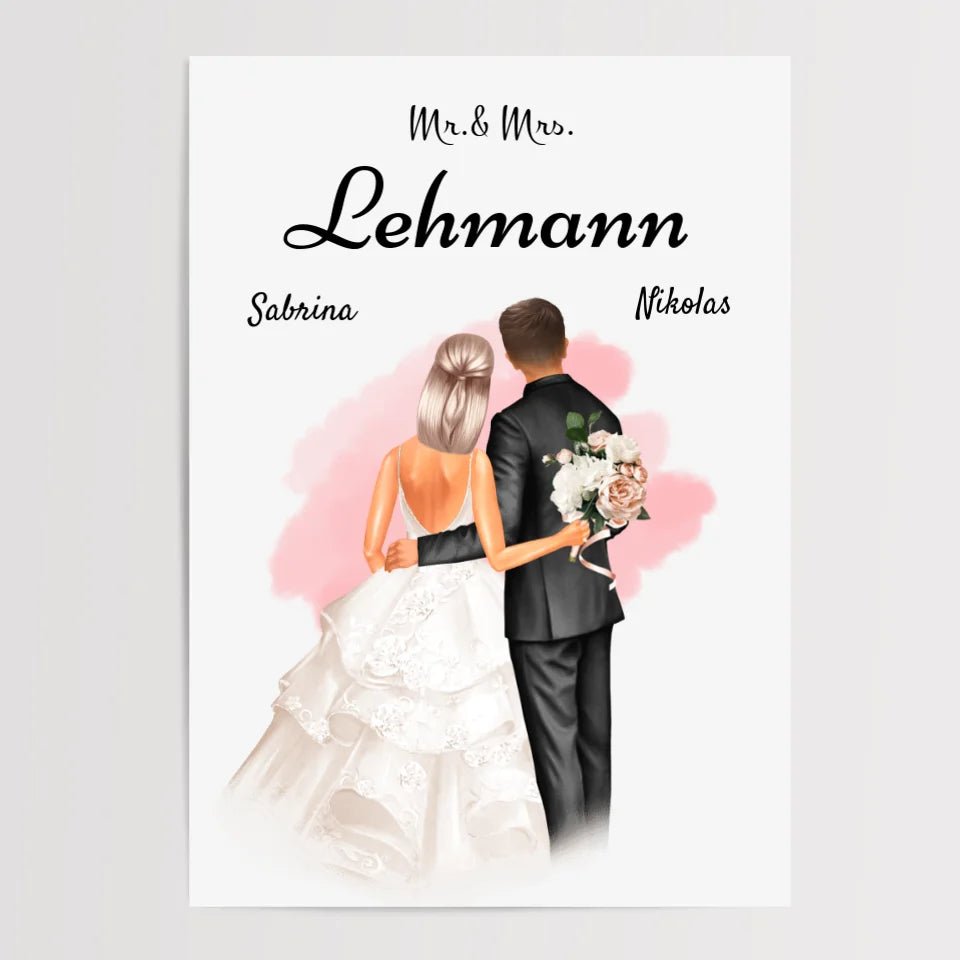 Mr und Mrs Geschenk Poster Brautpaar - Cantty