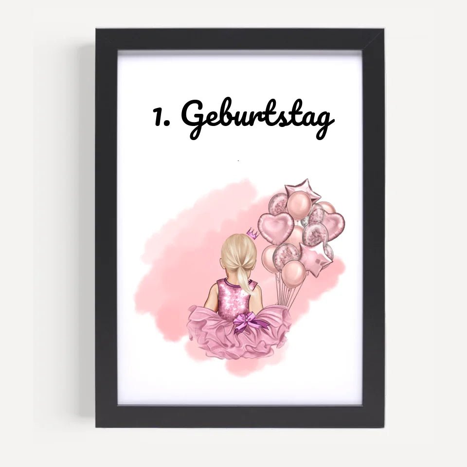 Personalisiertes 1. Geburtstag Bild für Mädchen - Einzigartiges Geschenk - Cantty
