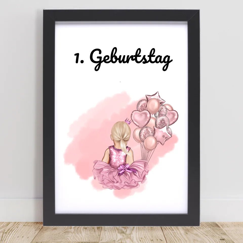 Personalisiertes 1. Geburtstag Bild für Mädchen - Einzigartiges Geschenk - Cantty