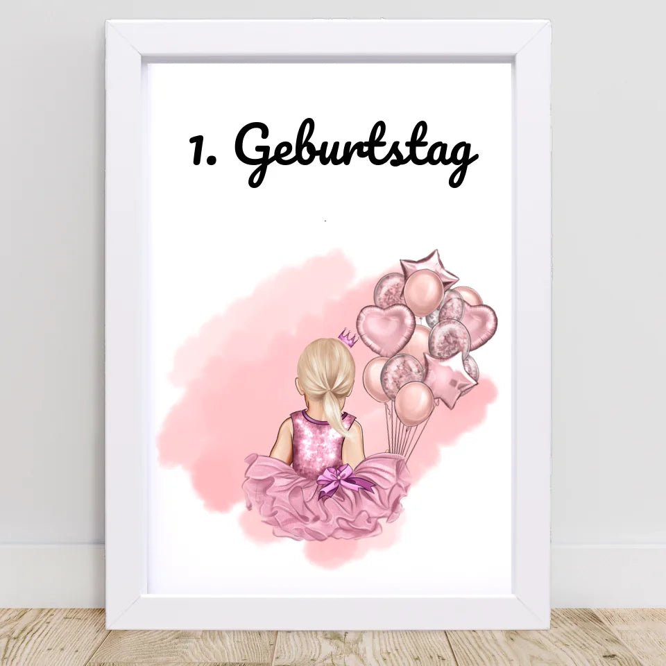Personalisiertes 1. Geburtstag Bild für Mädchen - Einzigartiges Geschenk - Cantty