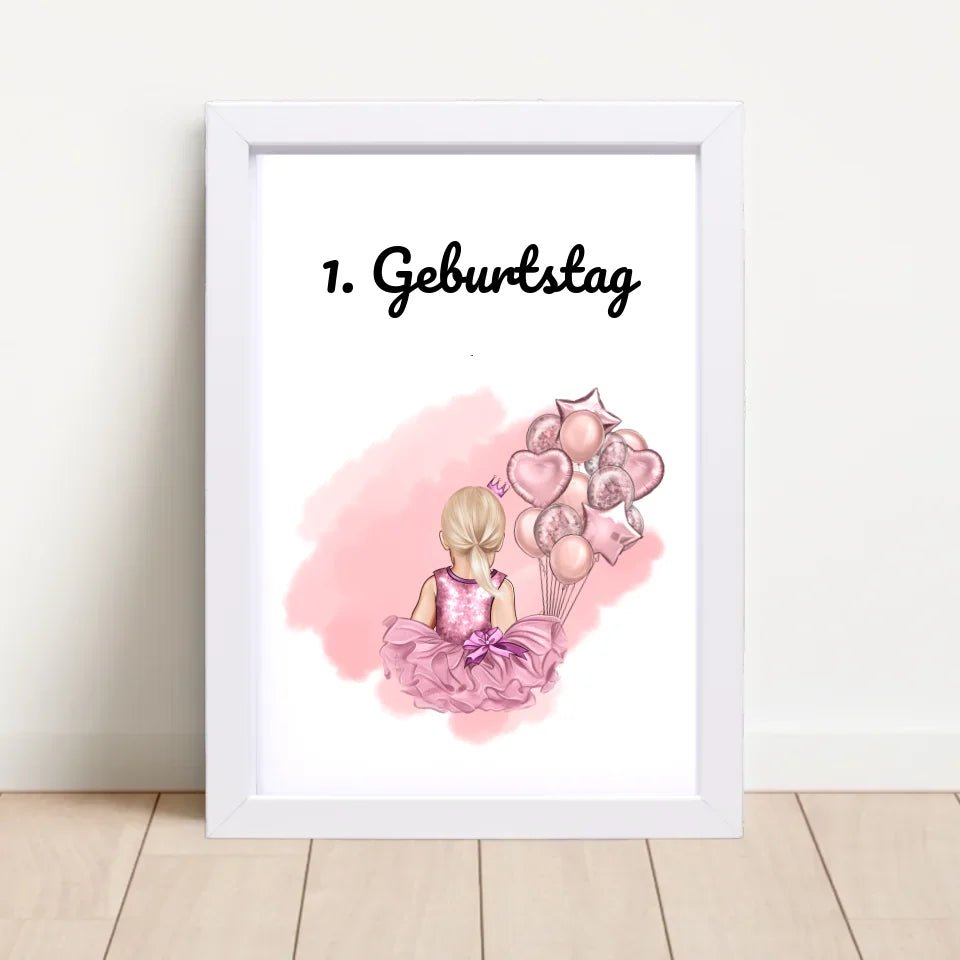Personalisiertes 1. Geburtstag Bild für Mädchen - Einzigartiges Geschenk - Cantty