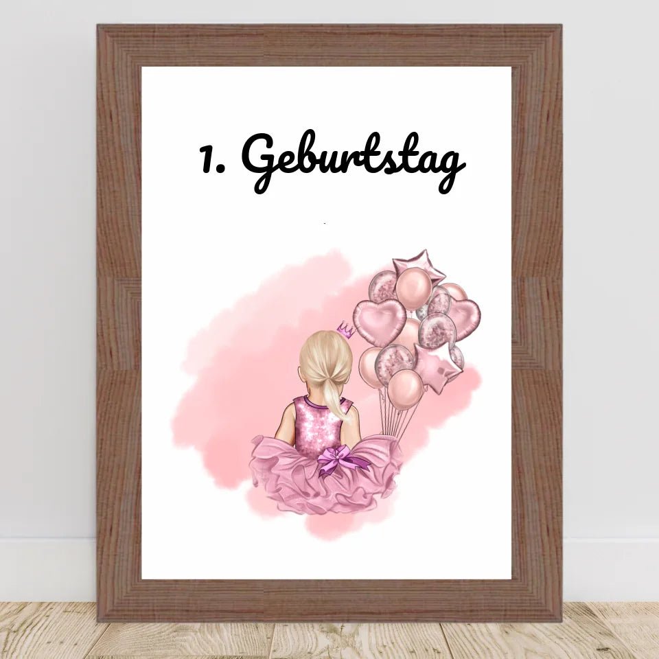 Personalisiertes 1. Geburtstag Bild für Mädchen - Einzigartiges Geschenk - Cantty