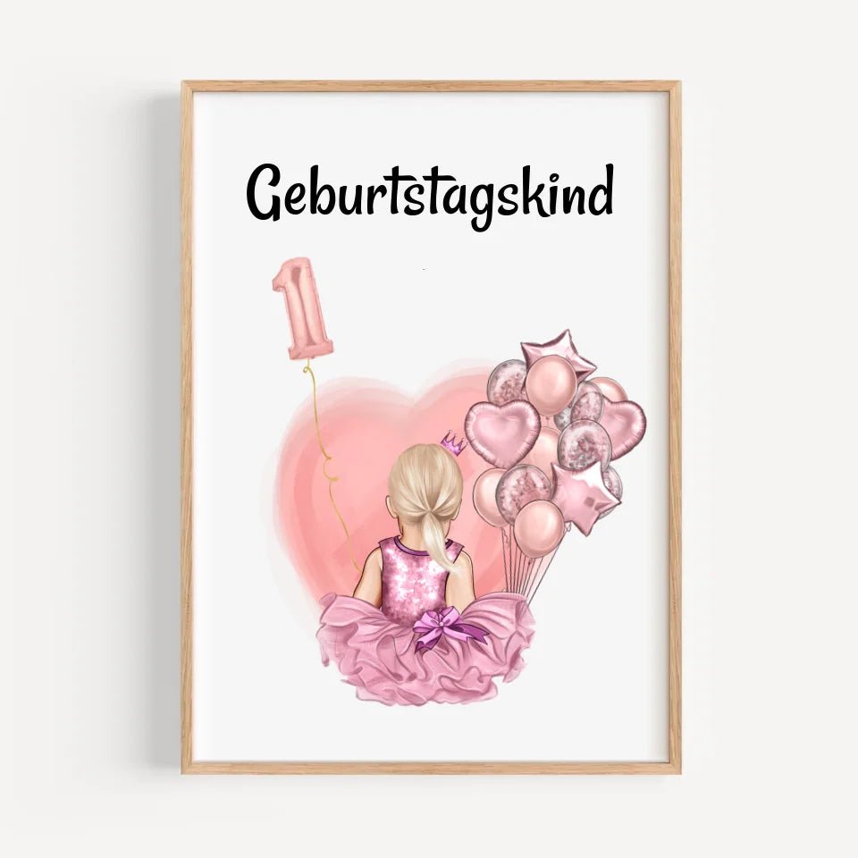 Gastgeschenk Poster 1 Geburtstag Mädchen - Cantty