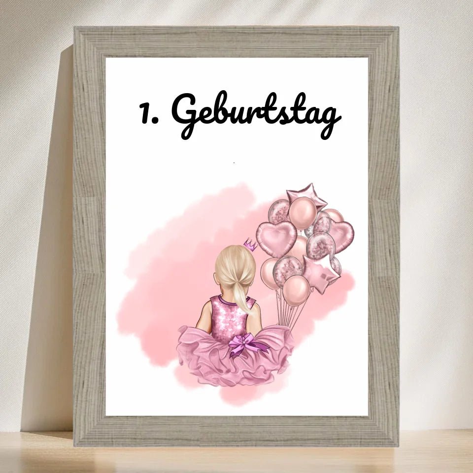 Personalisiertes 1. Geburtstag Bild für Mädchen - Einzigartiges Geschenk - Cantty
