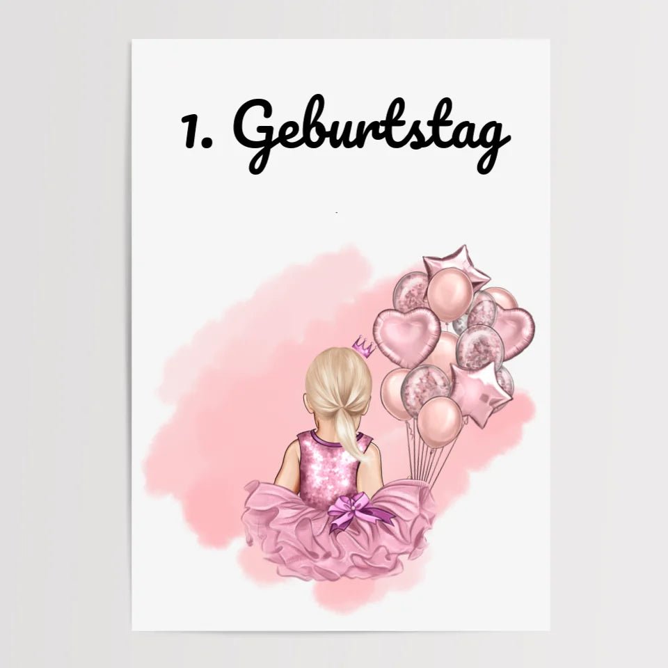 Personalisiertes 1. Geburtstag Bild für Mädchen - Einzigartiges Geschenk - Cantty
