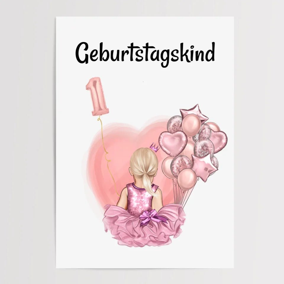 Gastgeschenk Poster 1 Geburtstag Mädchen - Cantty