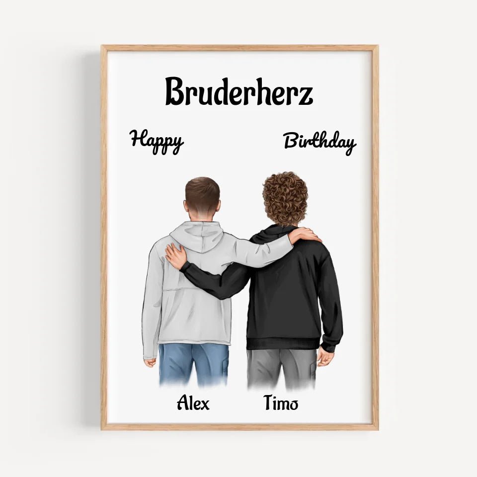 Bruder Geburtstagsgeschenk personalisiert 2 Brüder Bild - Cantty