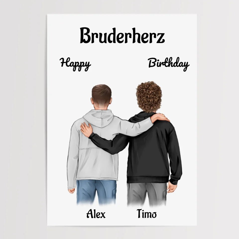 Bruder Geburtstagsgeschenk personalisiert 2 Brüder Bild - Cantty