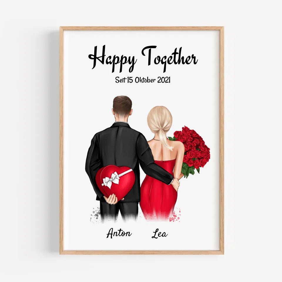 Pärchen Jahrestag Bild Geschenk mit Namen personalisiert - Cantty