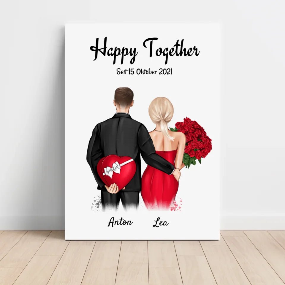 Pärchen Jahrestag Bild Geschenk mit Namen personalisiert - Cantty