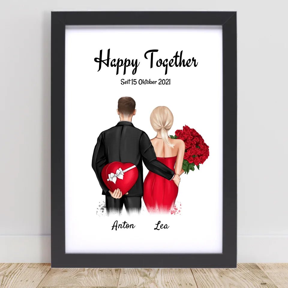 Pärchen Jahrestag Bild Geschenk mit Namen personalisiert - Cantty