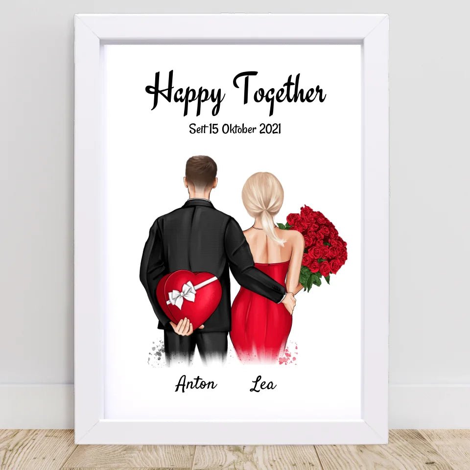 Pärchen Jahrestag Bild Geschenk mit Namen personalisiert - Cantty