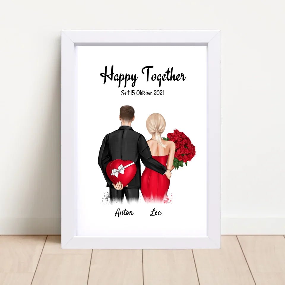 Pärchen Jahrestag Bild Geschenk mit Namen personalisiert - Cantty