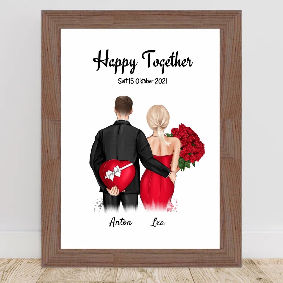 Pärchen Jahrestag Bild Geschenk mit Namen personalisiert - Cantty
