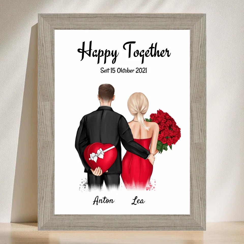 Pärchen Jahrestag Bild Geschenk mit Namen personalisiert - Cantty