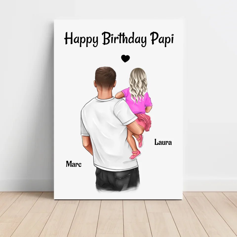 Papa Geburtstag Geschenk Bild von kleiner Tochter personalisiert - Cantty