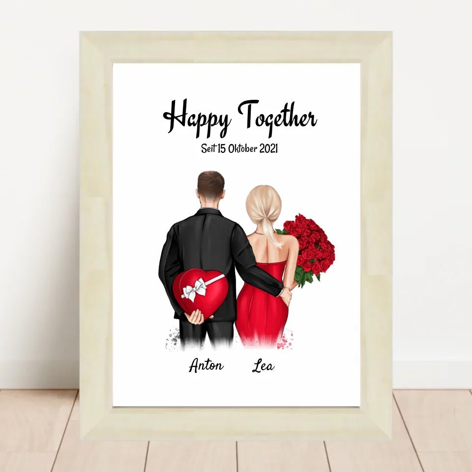Pärchen Jahrestag Bild Geschenk mit Namen personalisiert - Cantty