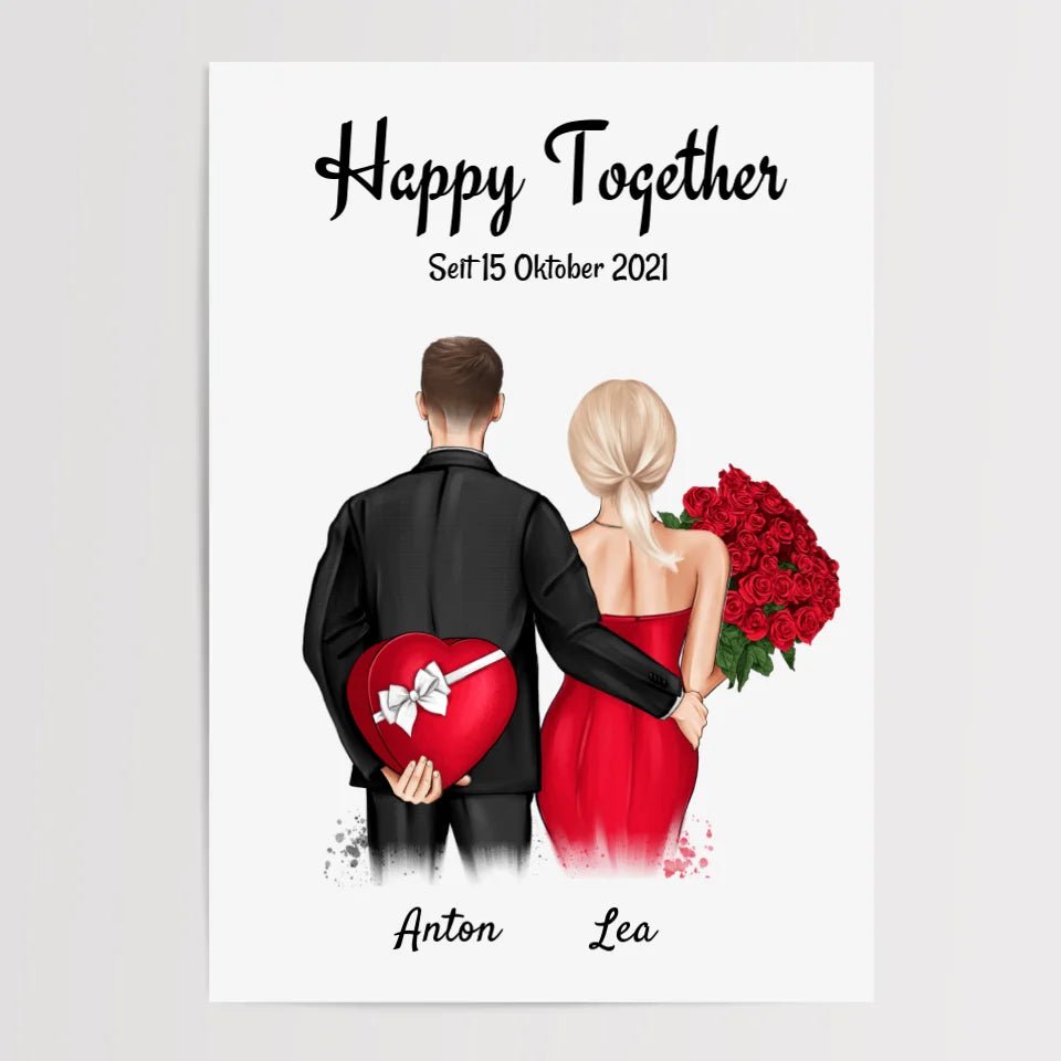 Pärchen Jahrestag Bild Geschenk mit Namen personalisiert - Cantty