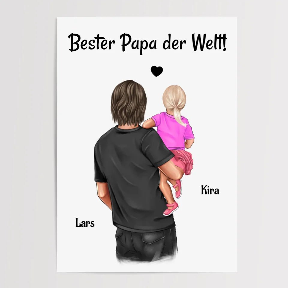 Vater kleine Tochter Bild personalisiert Geschenk für Papa - Cantty