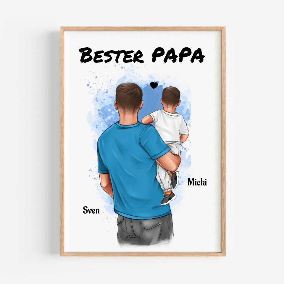 Vater und kleiner Sohn Poster Geschenk personalisiert - Cantty