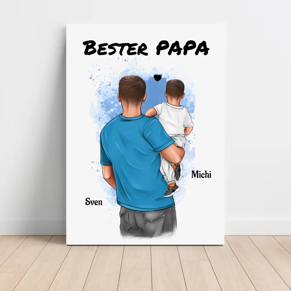 Vater und kleiner Sohn Poster Geschenk personalisiert - Cantty