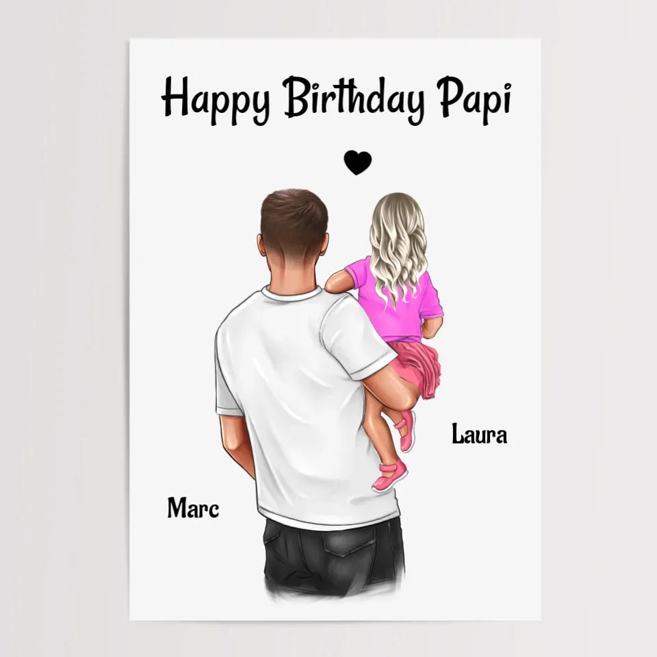 Papa Geburtstag Geschenk Bild von kleiner Tochter personalisiert - Cantty