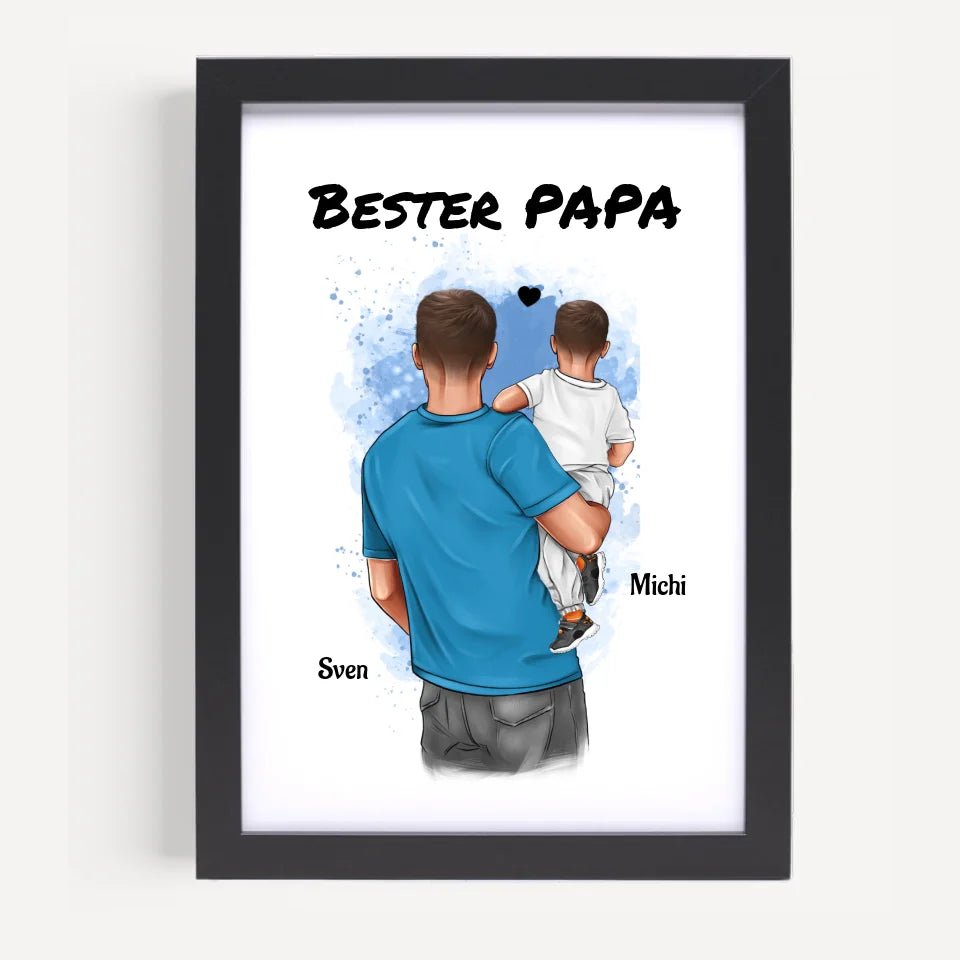 Vater und kleiner Sohn Poster Geschenk personalisiert - Cantty
