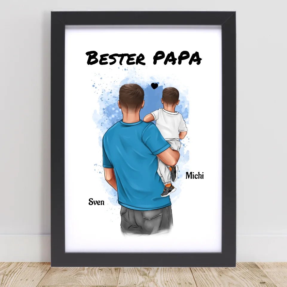 Vater und kleiner Sohn Poster Geschenk personalisiert - Cantty