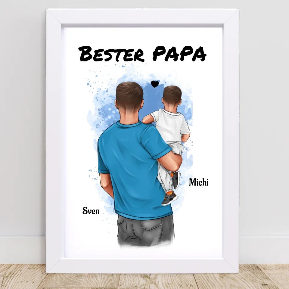 Vater und kleiner Sohn Poster Geschenk personalisiert - Cantty