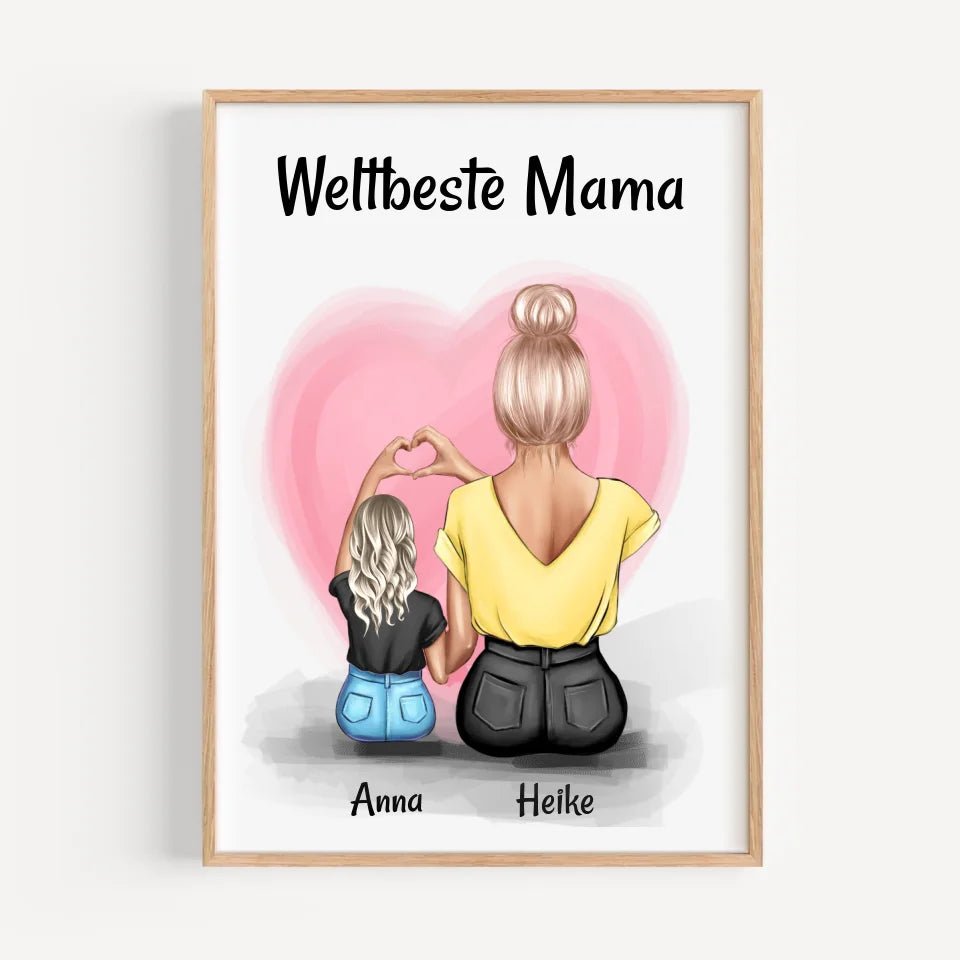 Mama kleine Tochter Herz Bild Geschenk personalisiert - Cantty