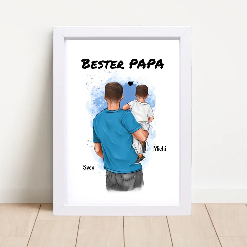 Vater und kleiner Sohn Poster Geschenk personalisiert - Cantty