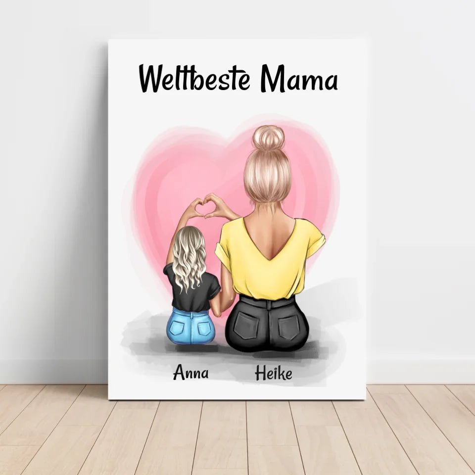 Mama kleine Tochter Herz Bild Geschenk personalisiert - Cantty