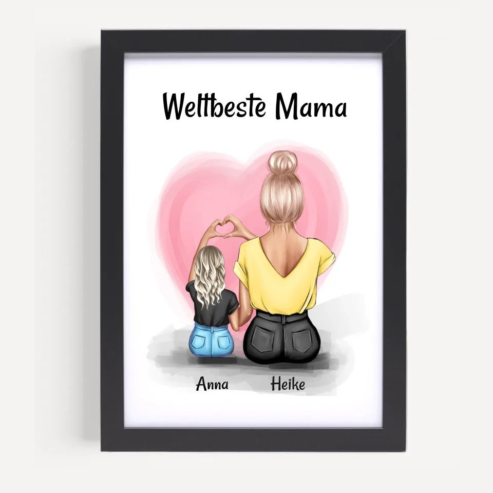 Mama kleine Tochter Herz Bild Geschenk personalisiert - Cantty