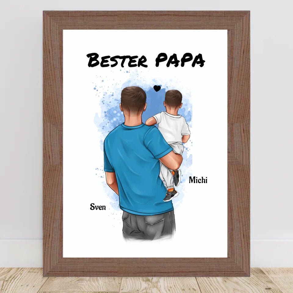 Vater und kleiner Sohn Poster Geschenk personalisiert - Cantty