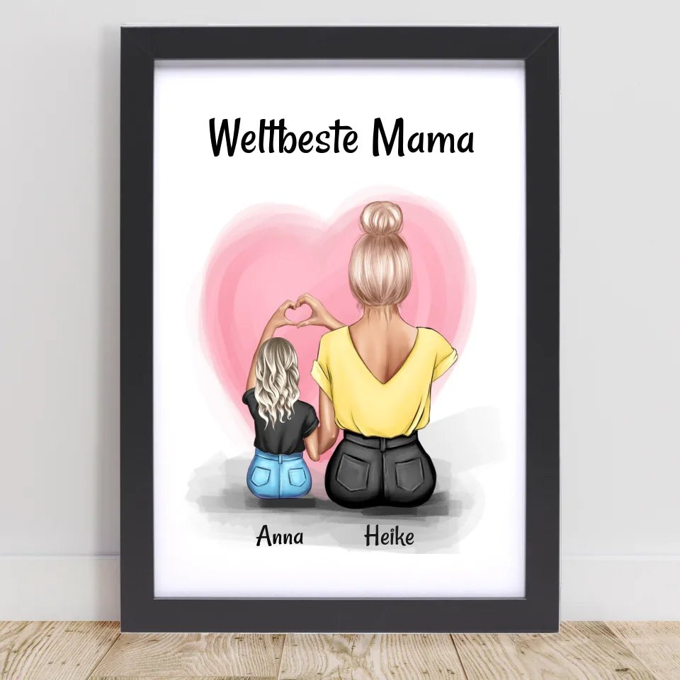 Mama kleine Tochter Herz Bild Geschenk personalisiert - Cantty