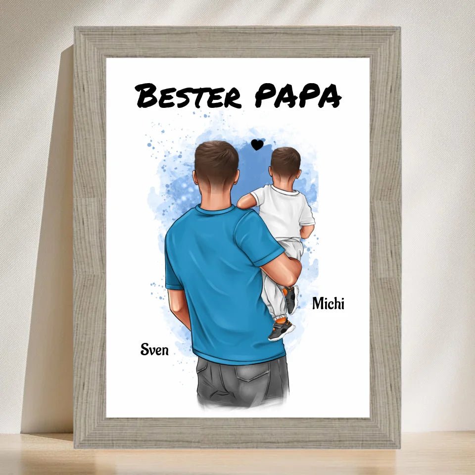 Vater und kleiner Sohn Poster Geschenk personalisiert - Cantty