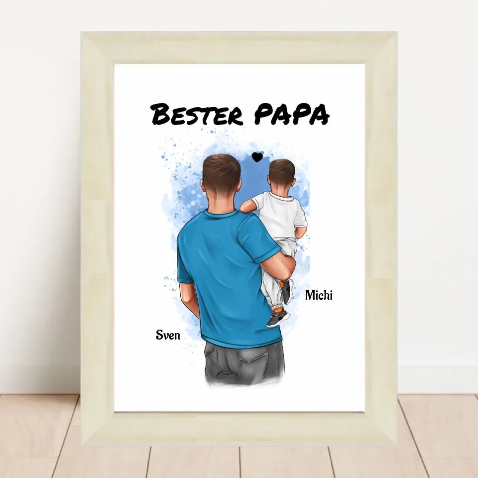Vater und kleiner Sohn Poster Geschenk personalisiert - Cantty