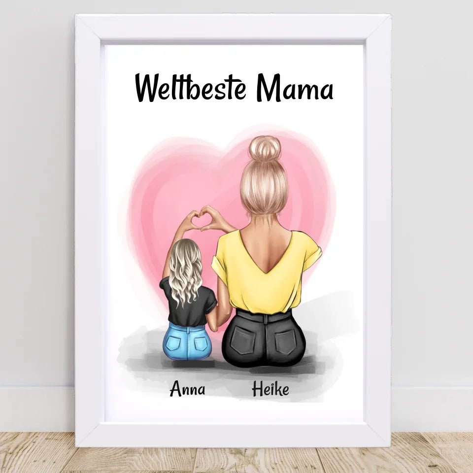Mama kleine Tochter Herz Bild Geschenk personalisiert - Cantty