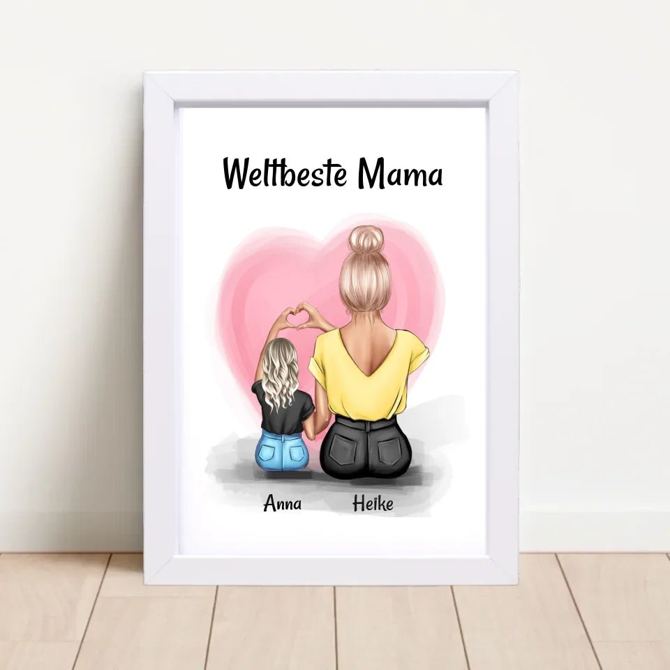 Mama kleine Tochter Herz Bild Geschenk personalisiert - Cantty
