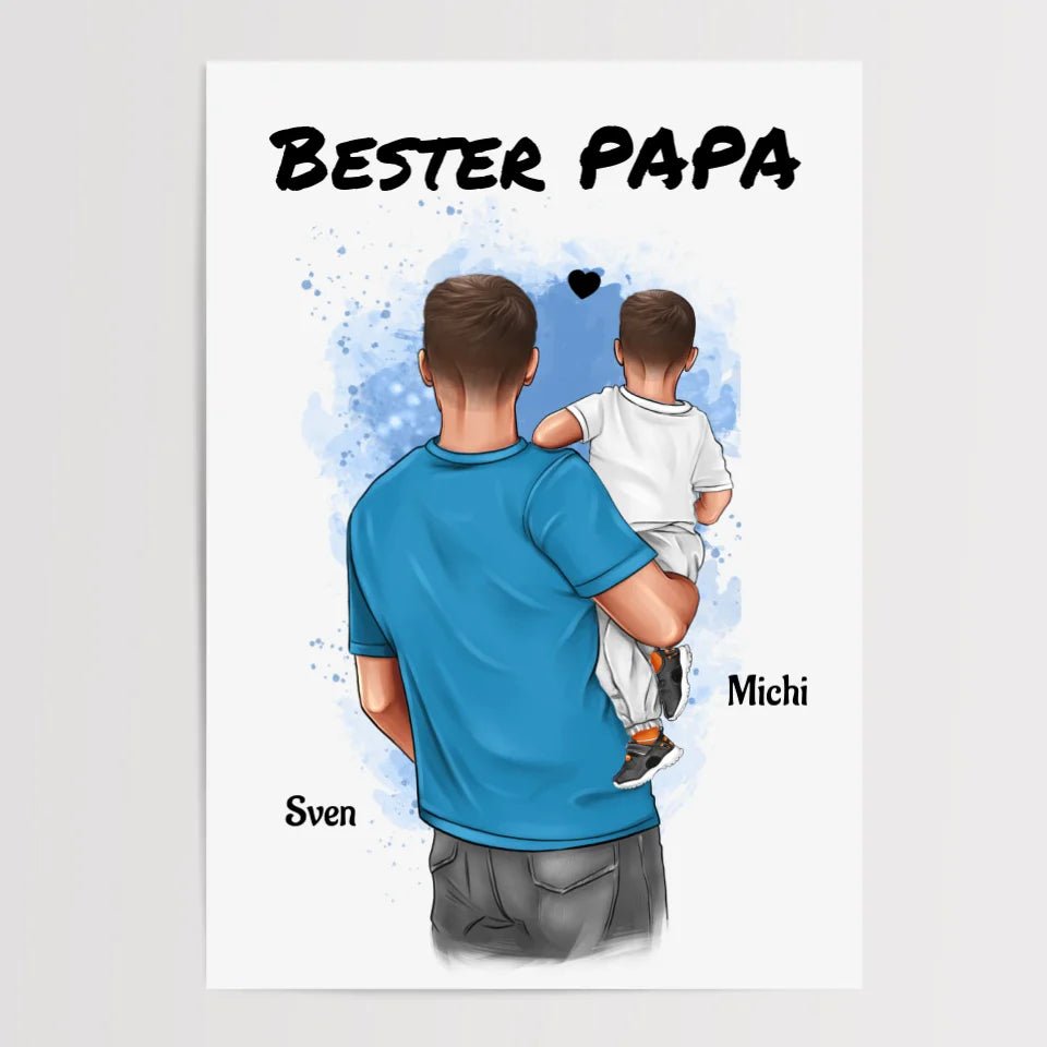 Vater und kleiner Sohn Poster Geschenk personalisiert - Cantty