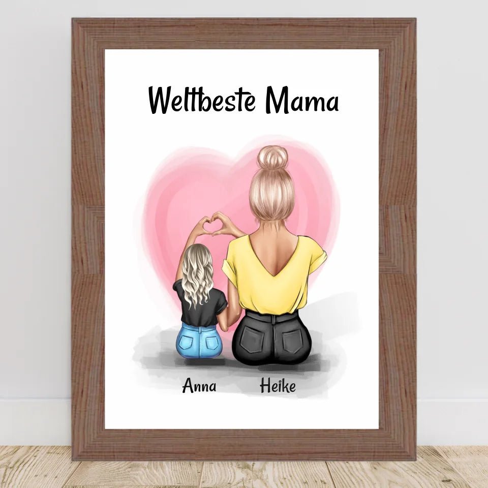 Mama kleine Tochter Herz Bild Geschenk personalisiert - Cantty
