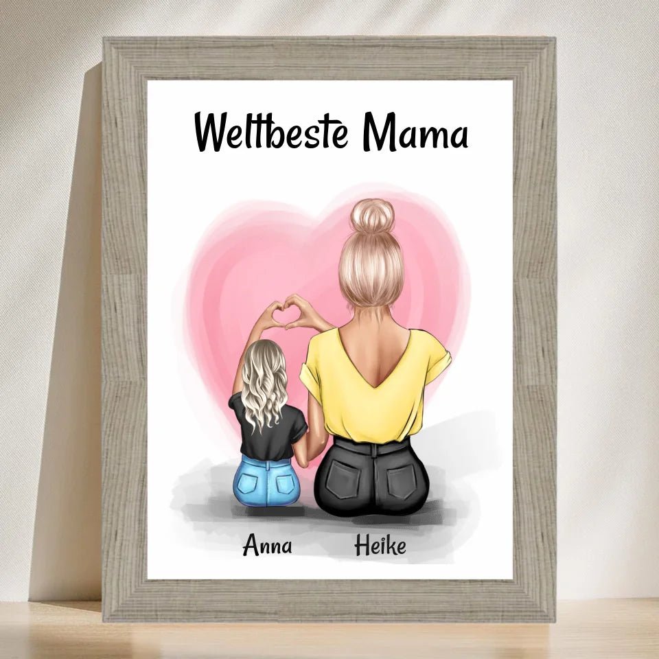 Mama kleine Tochter Herz Bild Geschenk personalisiert - Cantty