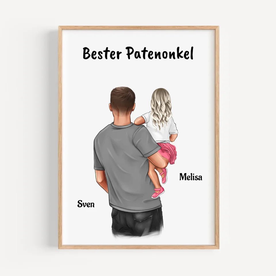 Patenonkel Patenkind Mädchen Bild Geschenk personalisiert - Cantty