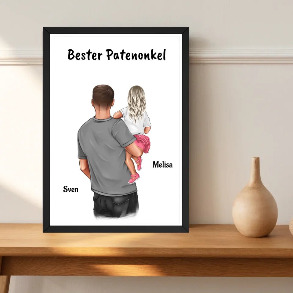 Patenonkel Patenkind Mädchen Bild Geschenk personalisiert - Cantty