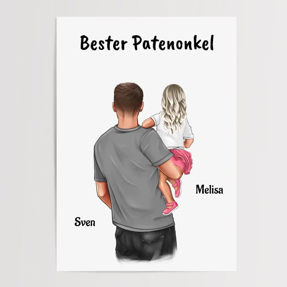 Patenonkel Patenkind Mädchen Bild Geschenk personalisiert - Cantty