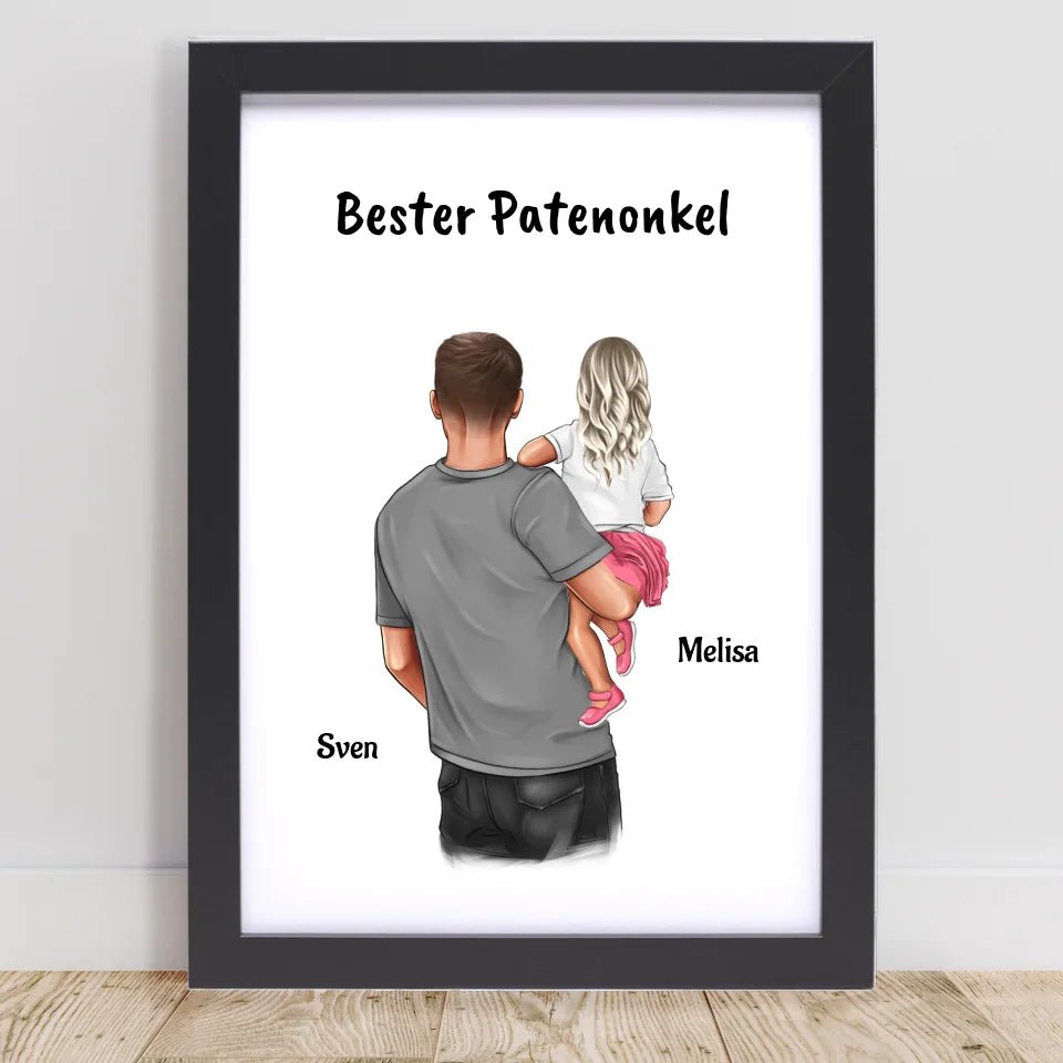 Patenonkel Patenkind Mädchen Bild Geschenk personalisiert - Cantty