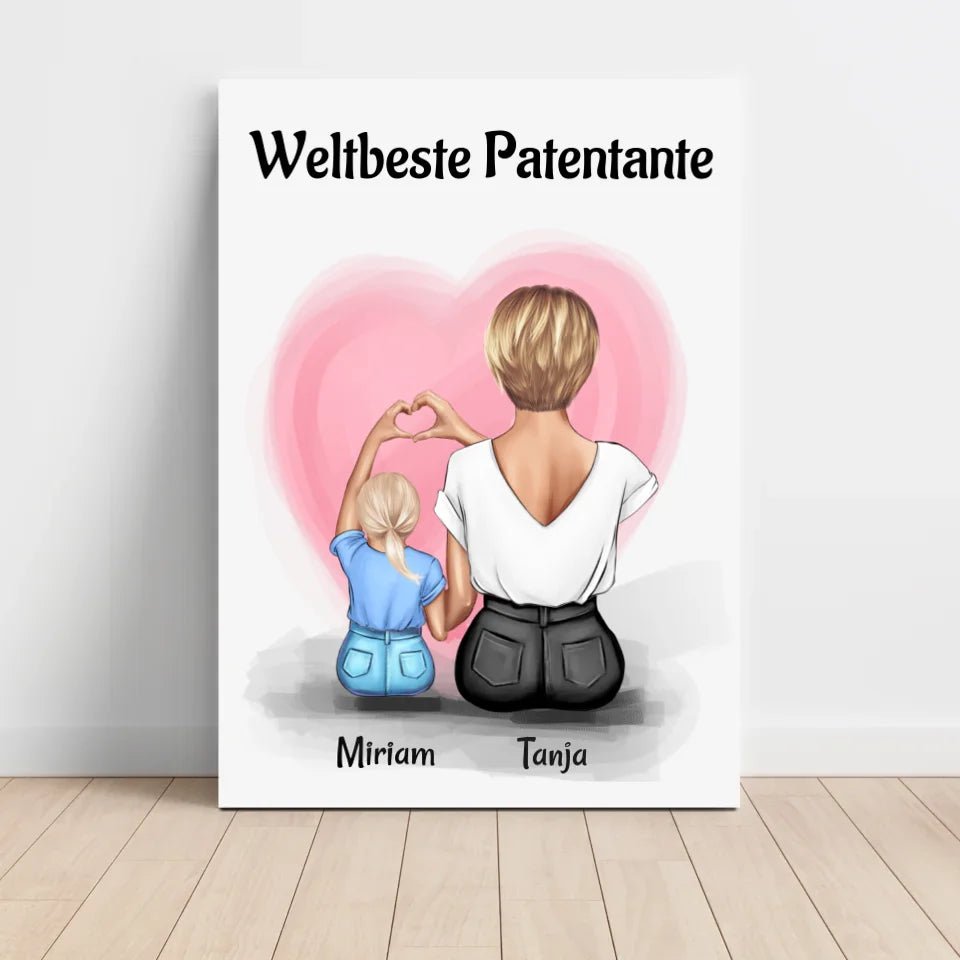 Patentante Geschenk Bild mit Patenkind Mädchen personalisiert - Cantty