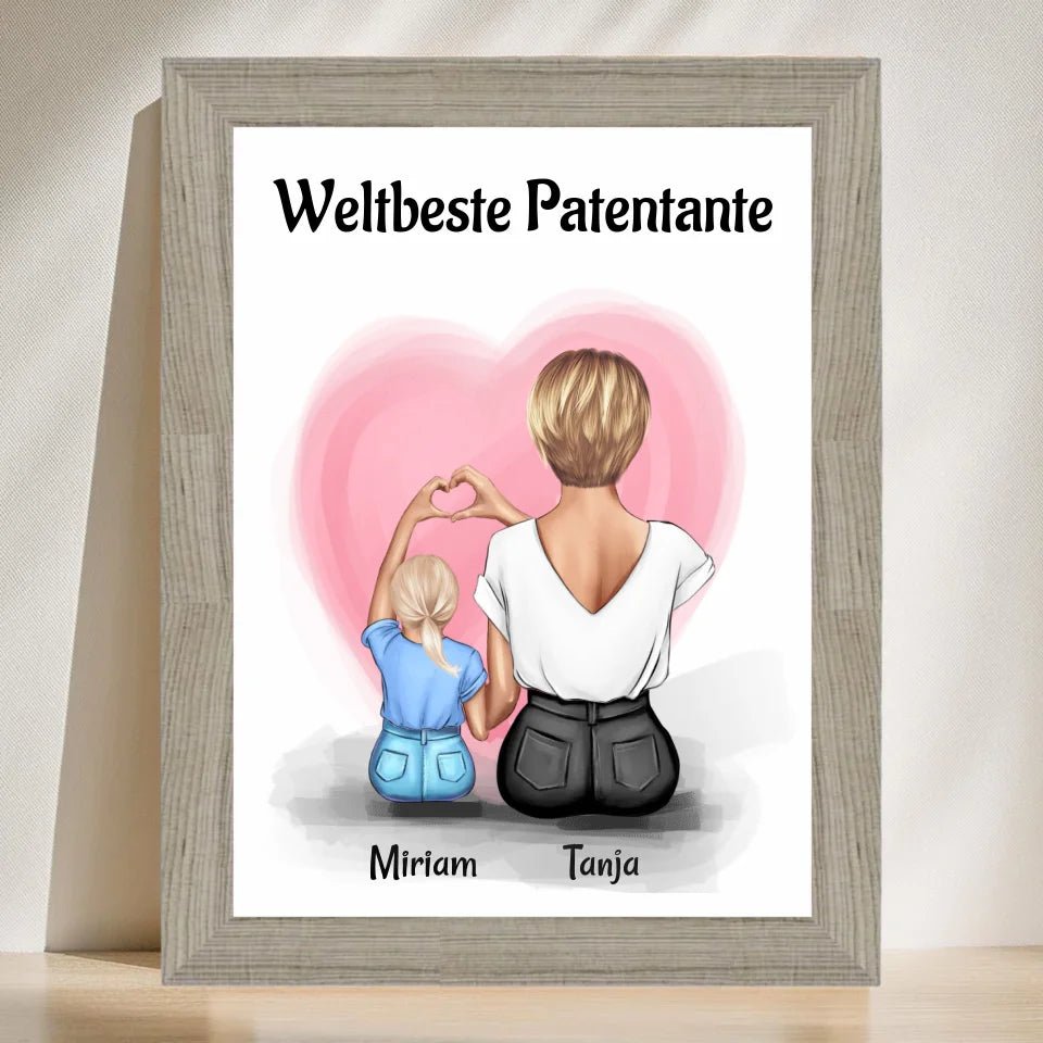 Patentante Geschenk Bild mit Patenkind Mädchen personalisiert - Cantty